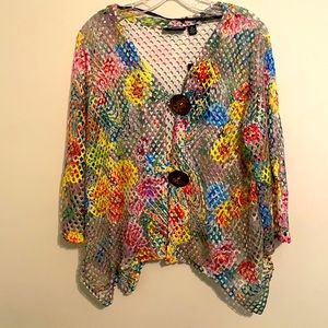 Nina Leonard XL Cut Out Floral Top